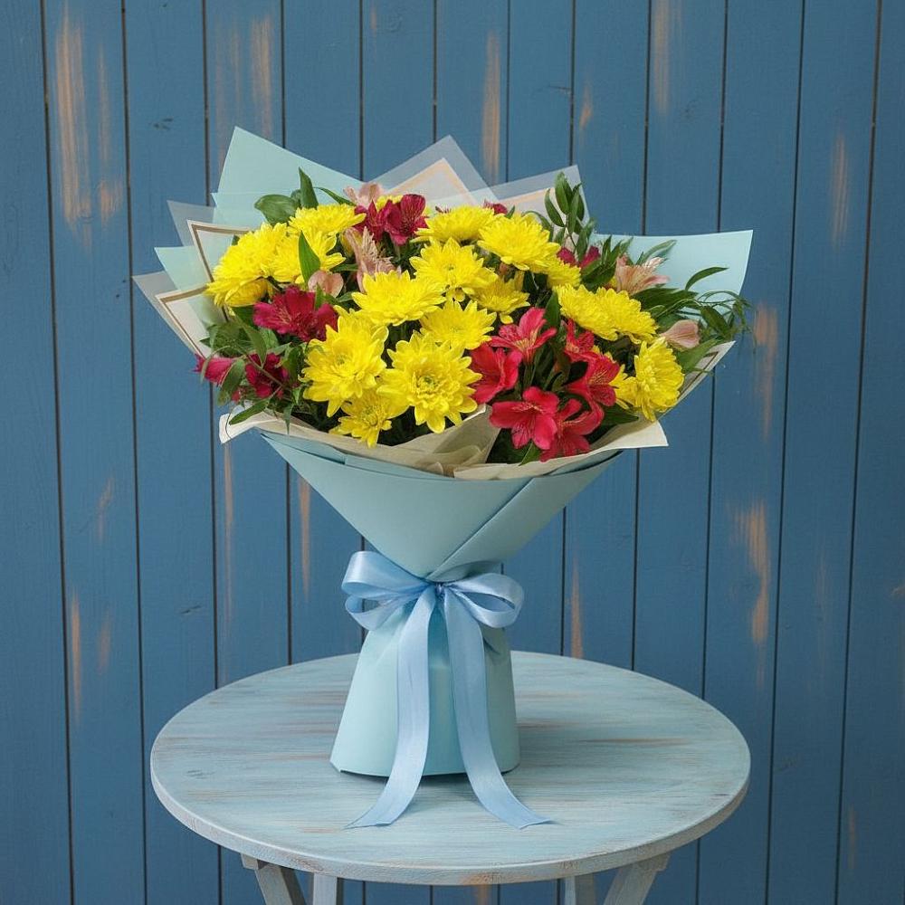 Букет цветов из: Альстромерии и Хризантемы в Зарайске