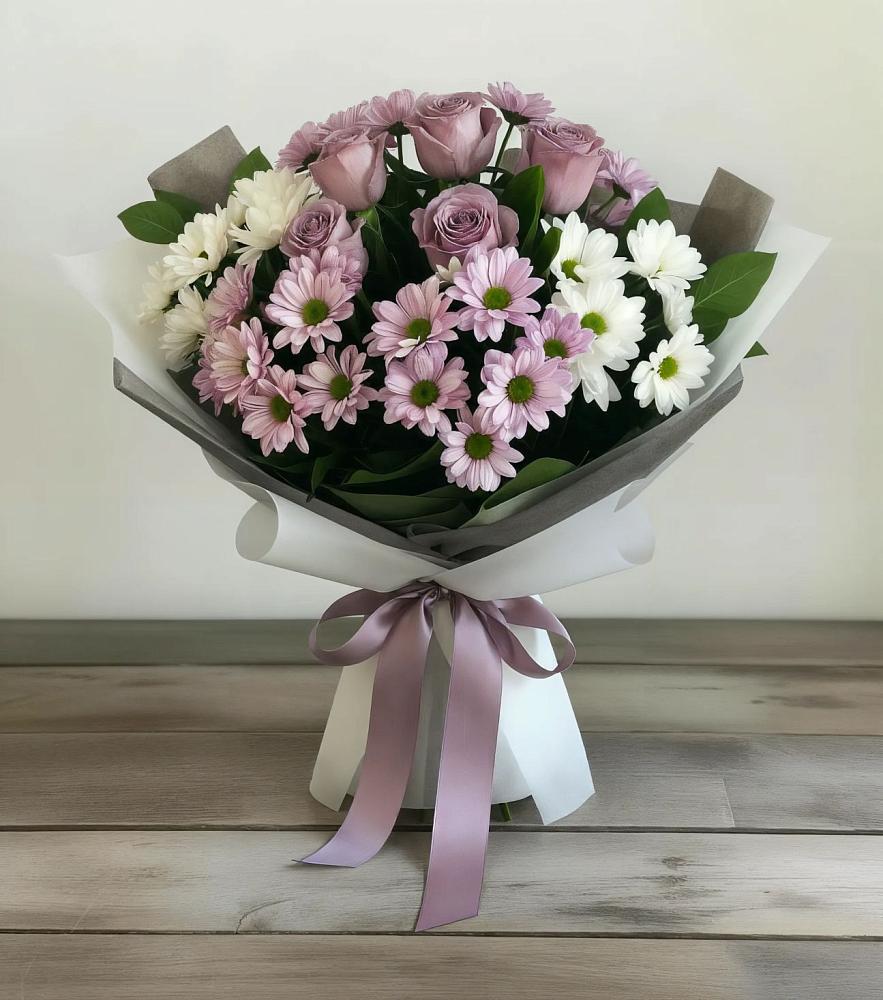 Букет цветов из: Хризантемы и Розы в Зарайске