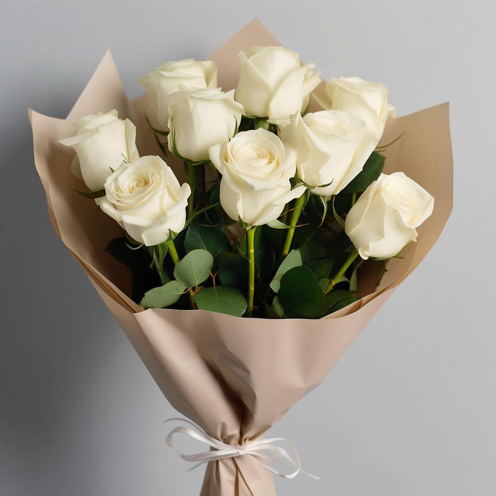 Букет 9 Белых роз Эдлесс Лав в Зарайске