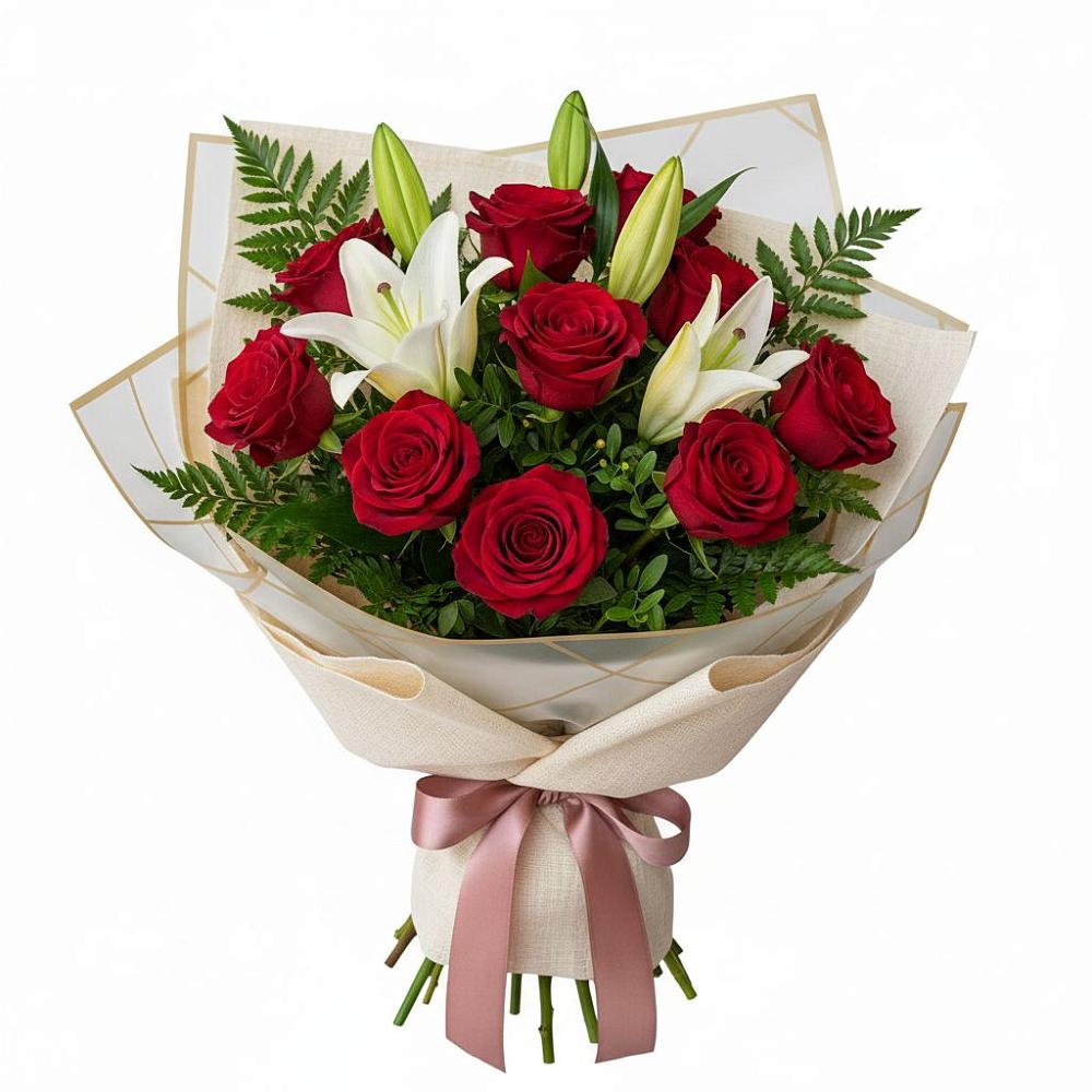 Букет цветов из: Лилии и Розы в Зарайске