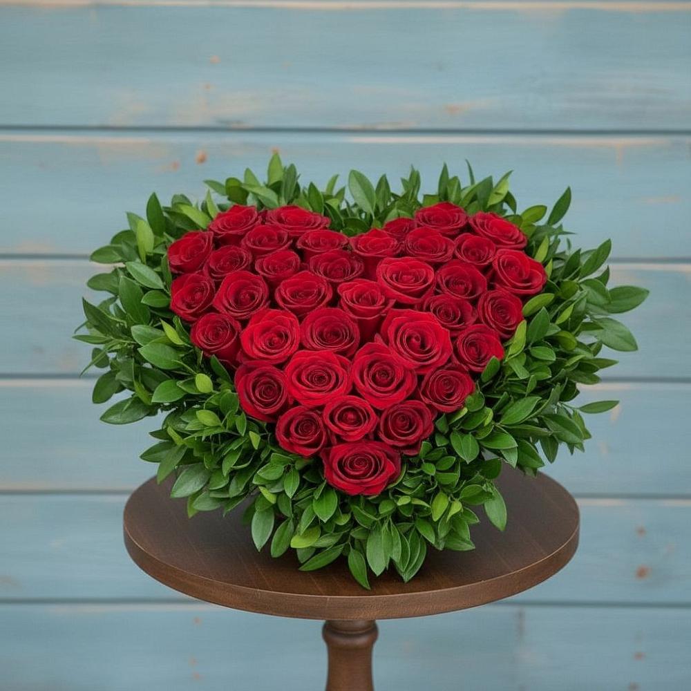 Цветочная композиция из Розы в виде сердца в Зарайске