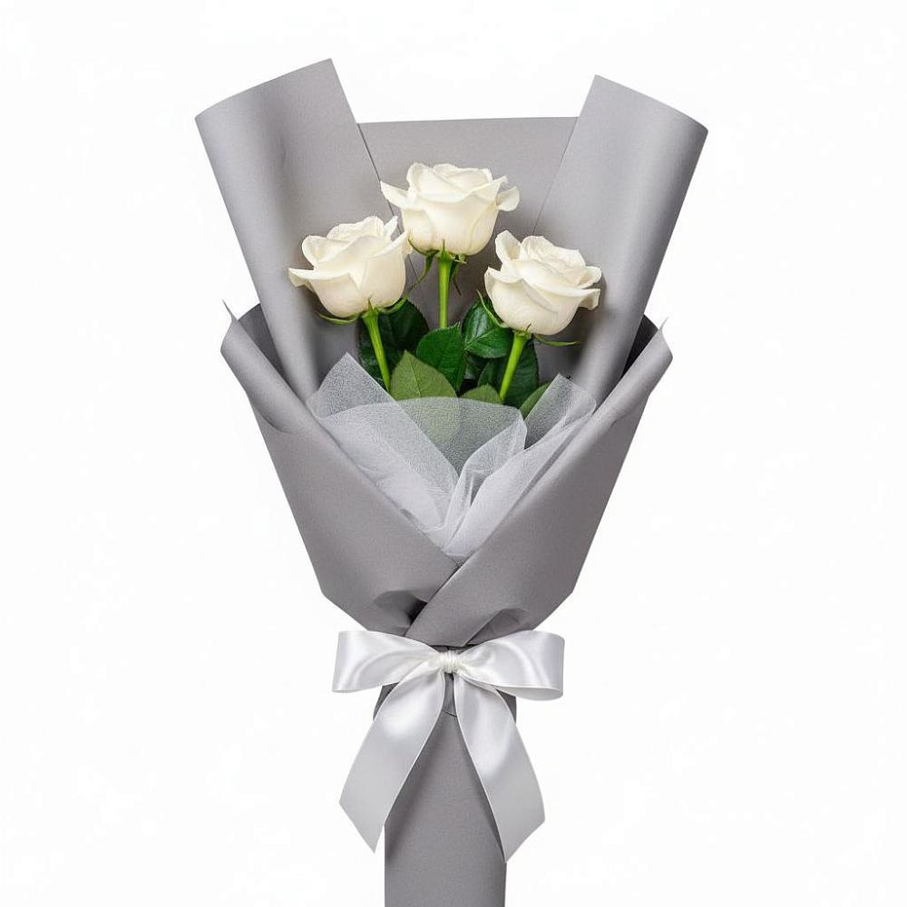 Букет 3 белые розы в Зарайске