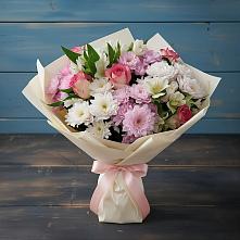 Букет цветов из:  Хризантемы, Альстромерии и Розы в Зарайске