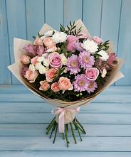 Букет цветов из:  Хризантемы, Розы и Альстромерии #REPLACE_PRED# Зарайске